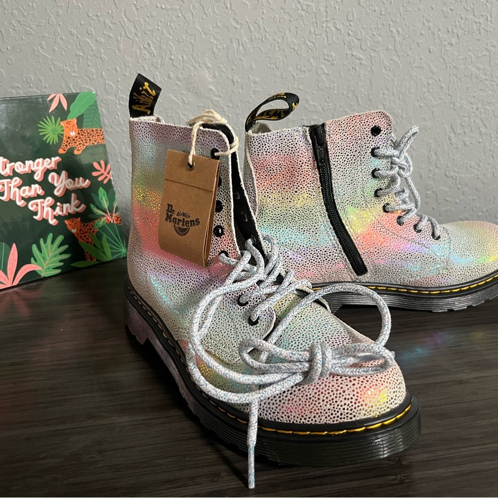 Dr. Martens Holographic Rainbow Lace-Up Boots